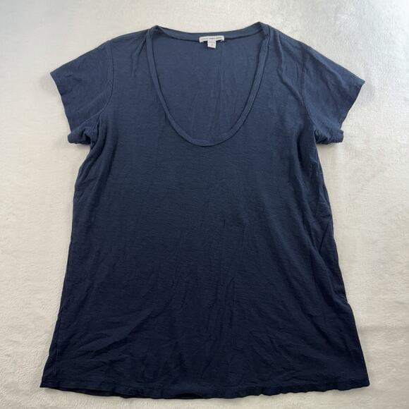 Standard James Perse 3 L T-Shirt Women Navy Blue V-Neck Cotton Modal Minimalist - Picture 3 of 11